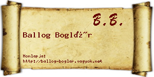 Ballog Boglár névjegykártya